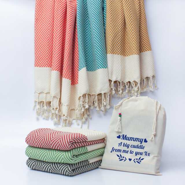 Personalised Cotton Throw Blanket, Gift For Mothers, Thank You Gift, 2nd Wedding Anniversary, Christmas Gift Couple - image 1