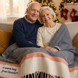 Personalised Cotton Throw Blanket, Gift For Mothers, Thank You Gift, 2nd Wedding Anniversary, Christmas Gift Couple - thumbnail 4