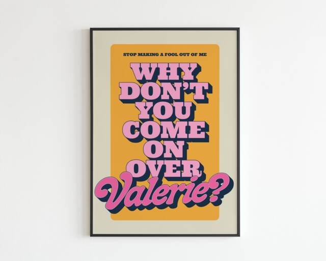 Valerie - Lyrics Music A3 A4 A5 Wall Art Poster Print Gig - image 1