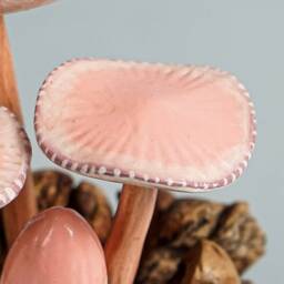 Pink Mushroom Sculpture, Cute Art, Mini, Small, Wooden Figurine, Decorative, Housewarming, Wood Carving, Gift For Mom, Sister - thumbnail 4