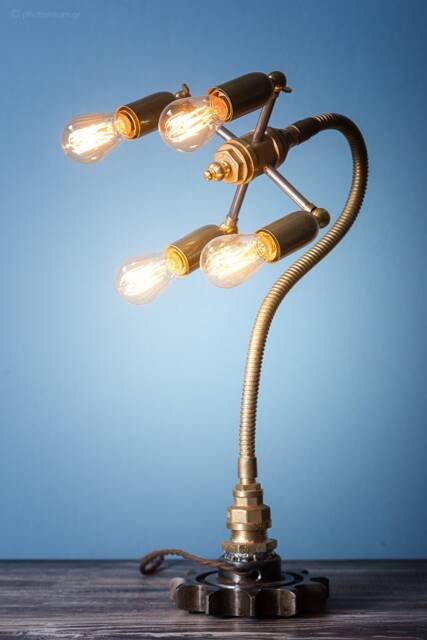 Handmade Industrial Multi-Arm Desk Lamp - Steampunk Gooseneck Light 100% in Greece - image 1
