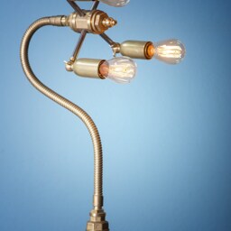 Handmade Industrial Multi-Arm Desk Lamp - Steampunk Gooseneck Light 100% in Greece - thumbnail 2