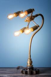 Handmade Industrial Multi-Arm Desk Lamp - Steampunk Gooseneck Light 100% in Greece