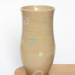 Handmade Ceramic Colorful Vase - Hand-Painted Flower Aesthetic Funky Retro Design Modern - thumbnail 3