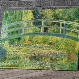 Monet Bridge Over A Pond Of Water Lilies Canvas Or Poster Print Glossy in Various Sizes - thumbnail 2