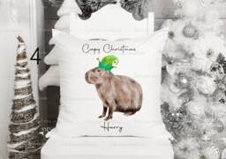Personalised Christmas Capybara Cushion, Elf, Santa, Father Christmas - thumbnail 1
