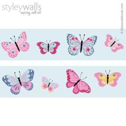 Butterflies Wall Border, Butterfly Border Decal, Repositionable Nursery Decor, Baby Girls Room Decals - thumbnail 2