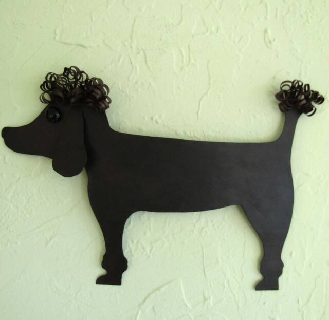 Upcycled Metal Poodle Wall Art Indoor Outdoor Sculpture - 10x15 - image 1