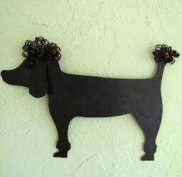 Upcycled Metal Poodle Wall Art Indoor Outdoor Sculpture - 10x15 - thumbnail 1