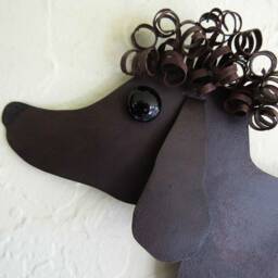 Upcycled Metal Poodle Wall Art Indoor Outdoor Sculpture - 10x15 - thumbnail 2