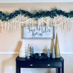 Eucalyptus Boho Garland, Wedding Floral Wall Hanging, Neutral Yarn Decor - thumbnail 4