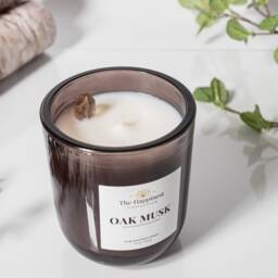 Oak Musk Candle Luxury Scented Soy Candle With Smokey Quartz - thumbnail 2