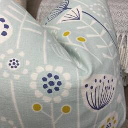 Scatter Cushion Cover, Scandi Print Modern Throw Pillow Floral Blue Cotton - thumbnail 3