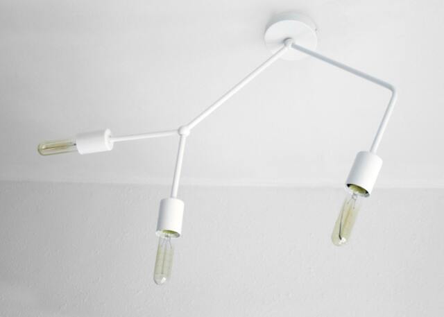 Nahia - Scandinavian Style Ceiling Light White Geometric Design With 3 Arms - image 1