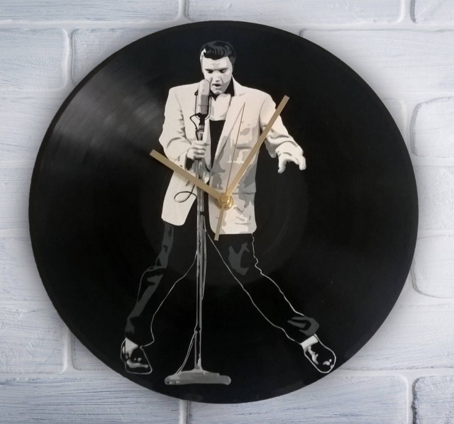 Elvis Painted Retro Vinyl Record Clock, . Wall Clock . Gift For Music Lover - image 1