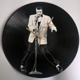 Elvis Painted Retro Vinyl Record Clock, . Wall Clock . Gift For Music Lover - thumbnail 2