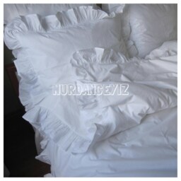 Solid White Cotton Ruffle-120x98 120x120 Oversize Duvet Cover King-Queen-Custom-Shabby Chic Bedding Sets -Pillowcases-Euro Sham-Nurdanceyiz - thumbnail 2