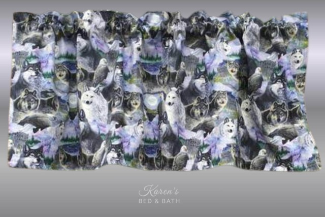 Snowy Owl Valance Wolf Eagle Wilderness Collage Moonlit Night Sky Wildlife Curtain Hunting Cabin Man Cave Decor Custom Window Treatment - image 1