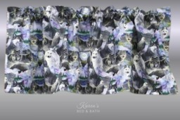 Snowy Owl Valance Wolf Eagle Wilderness Collage Moonlit Night Sky Wildlife Curtain Hunting Cabin Man Cave Decor Custom Window Treatment - thumbnail 1