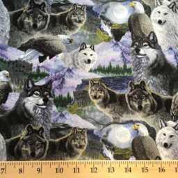 Snowy Owl Valance Wolf Eagle Wilderness Collage Moonlit Night Sky Wildlife Curtain Hunting Cabin Man Cave Decor Custom Window Treatment - thumbnail 2