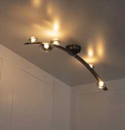 Black Leather Five-Light Smoked Glass Chandelier - Modern Flush Mount - thumbnail 1