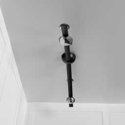 Black Leather Five-Light Smoked Glass Chandelier - Modern Flush Mount - thumbnail 3