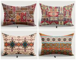 Kilim Cushion Covers/Turkish Rug Style Pillow Case/Sofa Cover/Rug Design Cover/Rectangle Aztec Print Lumbar Case - thumbnail 1