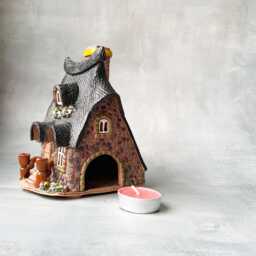 Winter Village Ceramic Tea Light Holder Christmas Candle House - thumbnail 4