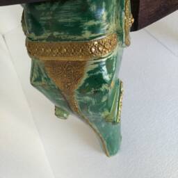 Handmade Indian Wood Coffee Table Brass Inlay, Elephant Carving - thumbnail 4