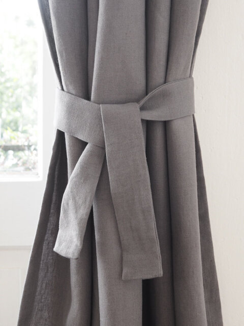 Linen Curtain Belt Made From Heavy Linen - 280 G/M2/ True Gray Belt - image 1