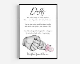 Personalised Father's Day Daddy's Print Fist Hands One Child Only Unframed - thumbnail 1