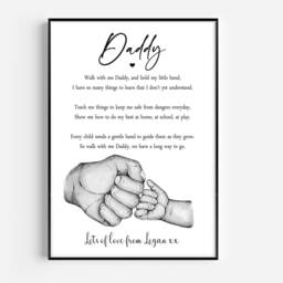 Personalised Father's Day Daddy's Print Fist Hands One Child Only Unframed - thumbnail 3