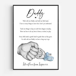 Personalised Father's Day Daddy's Print Fist Hands One Child Only Unframed - thumbnail 2