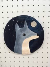 Paper Mache Wolf Plate - thumbnail 1