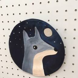 Paper Mache Wolf Plate - thumbnail 3
