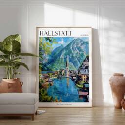Hallstatt Austria Travel Poster Austrian Village Art Print - thumbnail 2