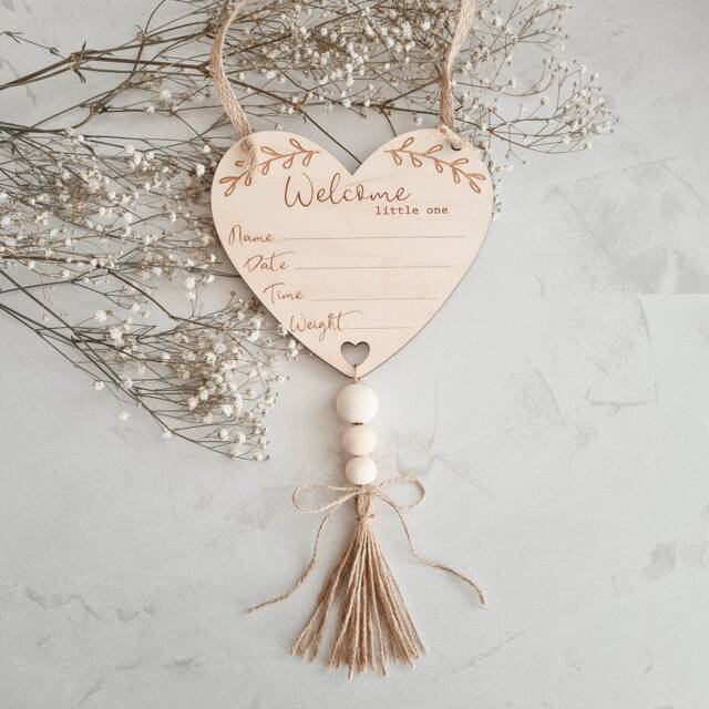 Baby Announcement Sign - Birth Newborn Present New Mum Gift Shower Nursery Wall Art - image 1