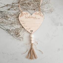 Baby Announcement Sign - Birth Newborn Present New Mum Gift Shower Nursery Wall Art - thumbnail 1