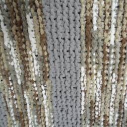 "Brown/Gray Striped Soft, Bulky Afghan/Blanket 63""x53" - thumbnail 2
