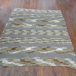 "Brown/Gray Striped Soft, Bulky Afghan/Blanket 63""x53" - thumbnail 3