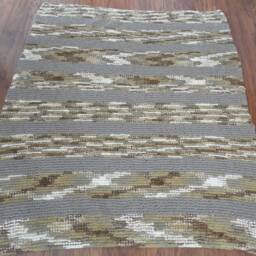 "Brown/Gray Striped Soft, Bulky Afghan/Blanket 63""x53" - thumbnail 4