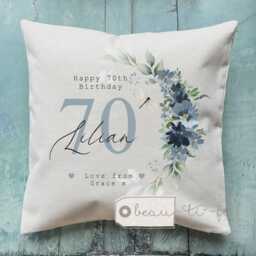 Personalised Happy Birthday Gift Age Milestone 21 30 40 50 60 70 80 90 Any Age Pink Home Linen Style Cushion Friend Nanny Gift For Her Mum - thumbnail 4