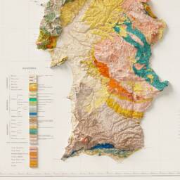 Geological Map Of Portugal - C.1899 - Vintage Geology Shaded Relief - thumbnail 2