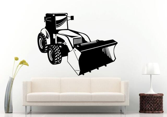 Mechanical Bulldozer Digger Big Tires Farmer Vehicle Work Boys Room Kids Children Toddler Wall Decal Vinyl Sticker Mural Decor L1102 - image 1