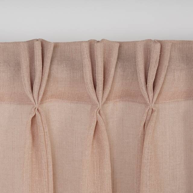 Mink Linen Look Sheer Curtain Panel Triple French Pleat Tulle Drapery - image 1