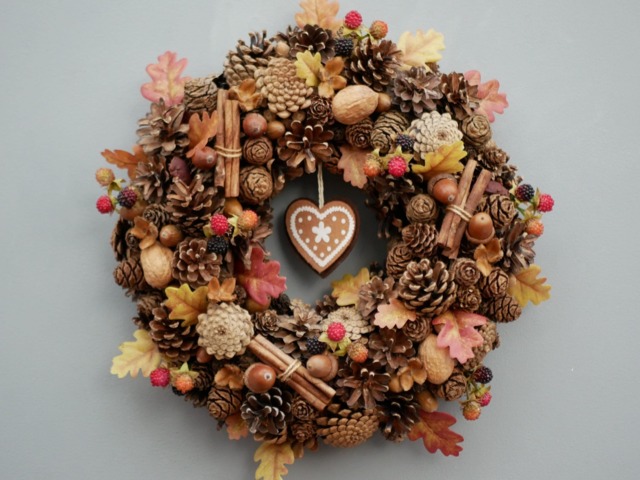 Autumn Winter Wreath Christmas Wreath Front Door Natural Acorns Pine Cones Cinnamon Sticks Xmas - image 1