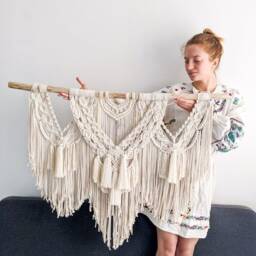Large Macrame Backdrop, Wall Decor With Tassels, Boho Wall Decor, Gift For Home, Living Room Boho Bedroom - thumbnail 3