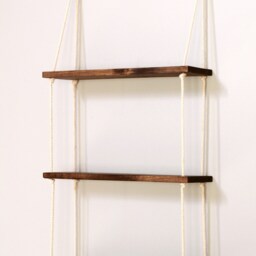 Tiered Wall Shelf - Hanging Rope Shelves Planter Floating Boho - thumbnail 2