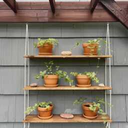 Tiered Wall Shelf - Hanging Rope Shelves Planter Floating Boho - thumbnail 4