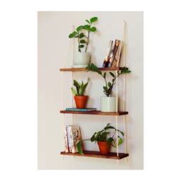 Tiered Wall Shelf - Hanging Rope Shelves Planter Floating Boho - thumbnail 1